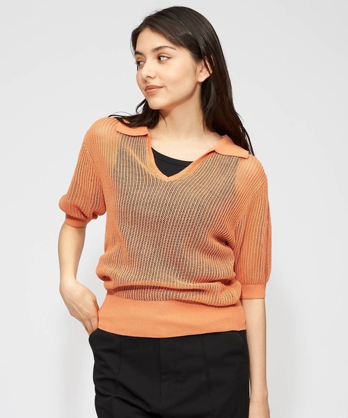 FOREVER 21（フォーエバー トゥエンティーワン）の「キーネックメッシュニットポロ（ニット/セーター・レディース・ホワイト/オレンジ系その他5/グレー系その他7・FREE）」の18枚目の写真