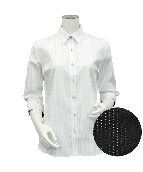 TOKYO SHIRTS(トウキョウシャツ)の「形態安定ノーアイロン レギュラー 七分袖ビジネスワイシャツ(ビジネスシャツ・レディース・ライトグレー・S/M/L/LL/XL)」の3枚目の写真