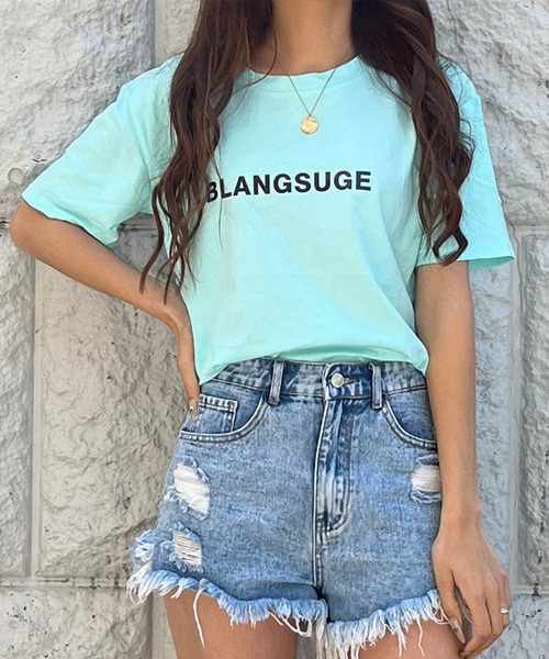GLAMOROUS JANE(グラマラスジェーン)の「BLANGSUGEロゴTシャツ(Tシャツ/カットソー・レディース・オレンジ/グリーン/カリビアンブルー/ホワイト/ブラック・FREE)」の4枚目の写真