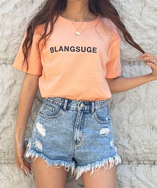 GLAMOROUS JANE(グラマラスジェーン)の「BLANGSUGEロゴTシャツ(Tシャツ/カットソー・レディース・オレンジ/グリーン/カリビアンブルー/ホワイト/ブラック・FREE)」の5枚目の写真
