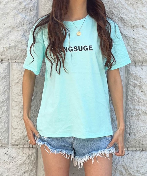 GLAMOROUS JANE(グラマラスジェーン)の「BLANGSUGEロゴTシャツ(Tシャツ/カットソー・レディース・オレンジ/グリーン/カリビアンブルー/ホワイト/ブラック・FREE)」の22枚目の写真