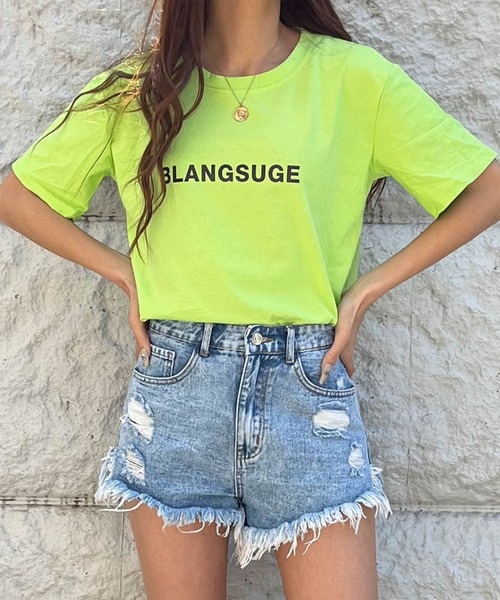 GLAMOROUS JANE(グラマラスジェーン)の「BLANGSUGEロゴTシャツ(Tシャツ/カットソー・レディース・オレンジ/グリーン/カリビアンブルー/ホワイト/ブラック・FREE)」の20枚目の写真