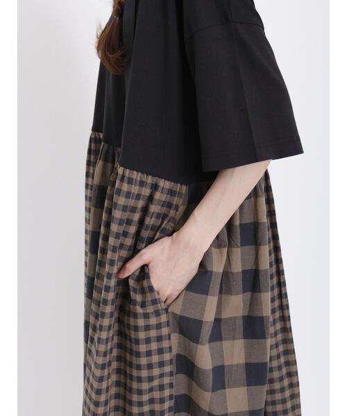 Samansa Mos2（サマンサ モスモス）の「ドッキングワンピース（ワンピース・レディース・オフホワイト/ブラック/モカ/キナリ・F）」の6枚目の写真