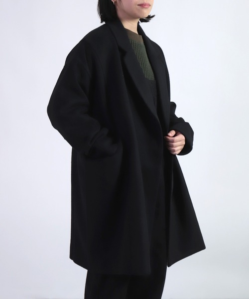 BASISBROEK（バシスブルック）の「[BASISBROEK ] RIEL / メルトンウールオーバーコート（チェスターコート・レディース・ブラック/オリーブ/モカ・1）」の15枚目の写真