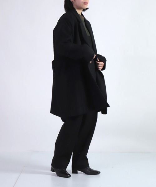 BASISBROEK（バシスブルック）の「[BASISBROEK ] RIEL / メルトンウールオーバーコート（チェスターコート・レディース・ブラック/オリーブ/モカ・1）」の17枚目の写真