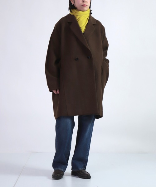 BASISBROEK（バシスブルック）の「[BASISBROEK ] RIEL / メルトンウールオーバーコート（チェスターコート・レディース・ブラック/オリーブ/モカ・1）」の6枚目の写真