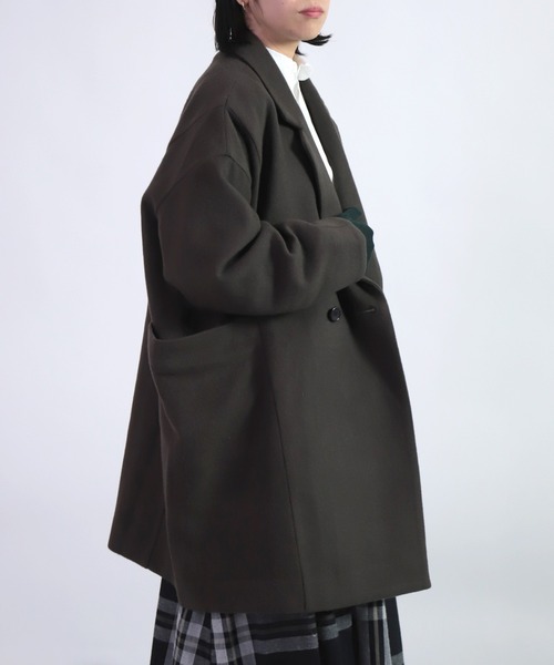 BASISBROEK（バシスブルック）の「[BASISBROEK ] RIEL / メルトンウールオーバーコート（チェスターコート・レディース・ブラック/オリーブ/モカ・1）」の10枚目の写真