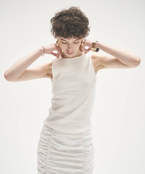 MECRE（メクル）の「サーマルタンクトップ（Tシャツ/カットソー・レディース・ブラック/ホワイト/ネイビー・FREE）」の2枚目の写真