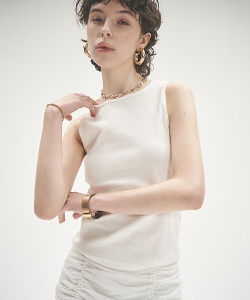 MECRE（メクル）の「サーマルタンクトップ（Tシャツ/カットソー・レディース・ブラック/ホワイト/ネイビー・FREE）」の19枚目の写真