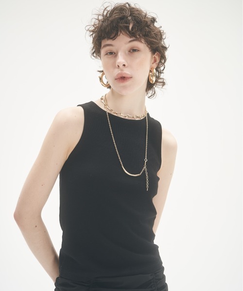 MECRE（メクル）の「サーマルタンクトップ（Tシャツ/カットソー・レディース・ブラック/ホワイト/ネイビー・FREE）」の5枚目の写真