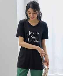 美人顔シルエットプリント綿混チュニック