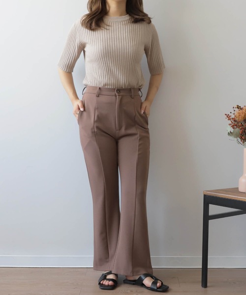 mil(ミル)の「【150㎝前後の小柄さんサイズ】カットジョーゼットセミフレアパンツ【洗える・速乾】(その他パンツ・レディース・モカ/ブラック/ピンクベージュ・M/S/XS)」の7枚目の写真