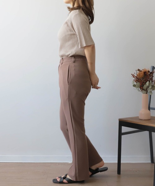 mil(ミル)の「【150㎝前後の小柄さんサイズ】カットジョーゼットセミフレアパンツ【洗える・速乾】(その他パンツ・レディース・モカ/ブラック/ピンクベージュ・M/S/XS)」の8枚目の写真