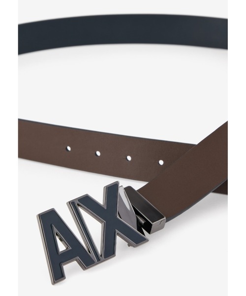 ARMANI EXCHANGE（アルマーニエクスチェンジ）の「【A|X アルマーニ エクスチェンジ】A|Xバックル　レザーベルト（ベルト・メンズ・ネイビー/ブラック×グレー・FREE）」の3枚目の写真