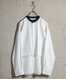 JOHN'S CLOSET | 【a】ナチュラルストレッチ クレリックバンドカラー レイヤード ルーズサイズ長袖シャツ(シャツ/ブラウス)