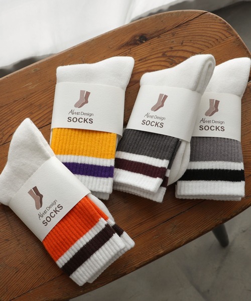 andme（アンドミー）の「裏パイルカラーラインリブソックス（ソックス/靴下・レディース・グレー/イエロー/オレンジ/チャコールグレー・23-25cm）」の13枚目の写真