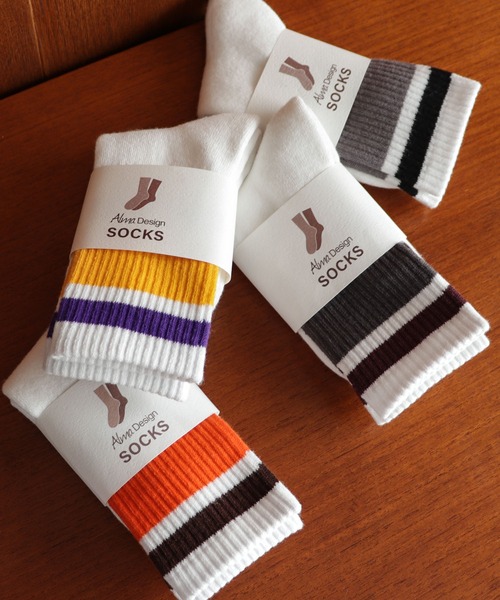 andme（アンドミー）の「裏パイルカラーラインリブソックス（ソックス/靴下・レディース・グレー/イエロー/オレンジ/チャコールグレー・23-25cm）」の14枚目の写真