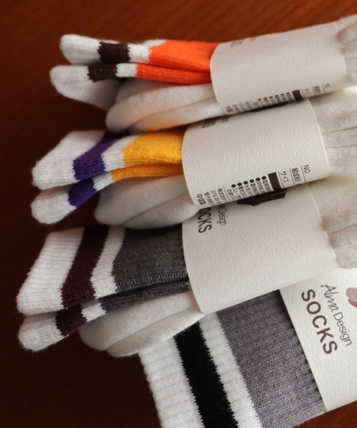 andme（アンドミー）の「裏パイルカラーラインリブソックス（ソックス/靴下・レディース・グレー/イエロー/オレンジ/チャコールグレー・23-25cm）」の16枚目の写真