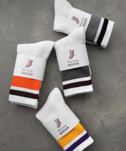 andme（アンドミー）の「裏パイルカラーラインリブソックス（ソックス/靴下・レディース・グレー/イエロー/オレンジ/チャコールグレー・23-25cm）」の21枚目の写真