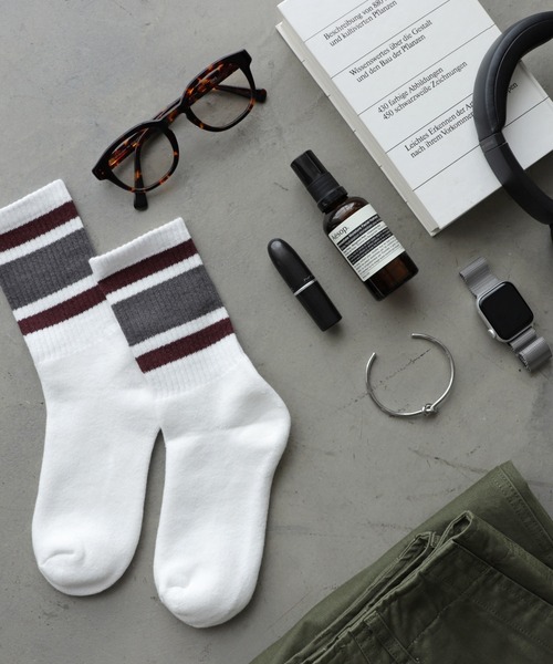 andme（アンドミー）の「裏パイルカラーラインリブソックス（ソックス/靴下・レディース・グレー/イエロー/オレンジ/チャコールグレー・23-25cm）」の22枚目の写真