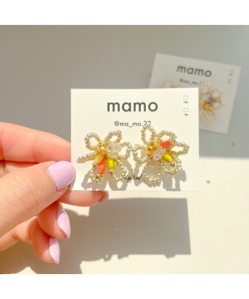 tone(トーン)の「【mamo】silver× neon flower(MA)(ピアス(両耳用)・レディース・パープル/オレンジ・FREE)」の4枚目の写真
