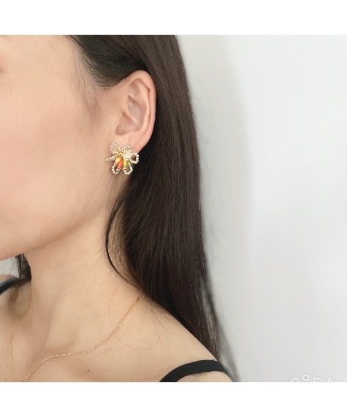 tone(トーン)の「【mamo】silver× neon flower(MA)(ピアス(両耳用)・レディース・パープル/オレンジ・FREE)」の8枚目の写真