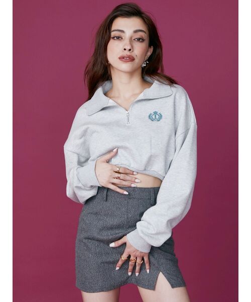 EVRIS(エヴリス)の「ラメツィードミニスカート【セットアップ着用可能】(スカート・レディース・グレー/ブラック/その他1・SMALL/MEDIUM)」の4枚目の写真