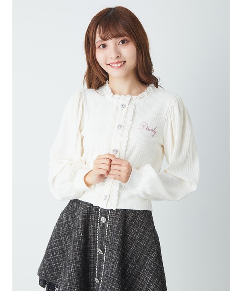 Ank Rouge（アンクルージュ）の「ハートボタンテレコカーデ（カーディガン/ボレロ・レディース・ブラック/レッド/アイボリー・M）」の19枚目の写真