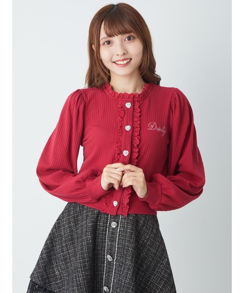 Ank Rouge（アンクルージュ）の「ハートボタンテレコカーデ（カーディガン/ボレロ・レディース・ブラック/レッド/アイボリー・M）」の20枚目の写真