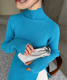 feepur | 【ハンドウォッシャブル】ハイネックラメスリットリブニット(ニット/セーター)