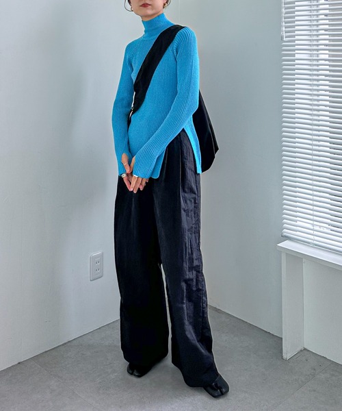 feepur（フェピュール）の「【ハンドウォッシャブル】ハイネックラメスリットリブニット（ニット/セーター・レディース・オフホワイト/杢グレー/ブルー/ブラック・MEDIUM）」の10枚目の写真