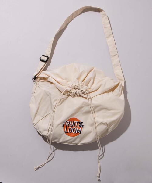 FRUIT OF THE LOOM(フルーツオブザルーム)の「∴WEGO/別注FTL ナイロンドロストショルダー(ショルダーバッグ・レディース・ベージュ/オフホワイト/ブラック・FREE)」の2枚目の写真