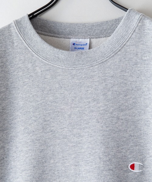 Champion(チャンピオン)の「【CHAMPION/チャンピオン】USAコットン 裏起毛 スウェット トレーナー リサイクルポリエステル サスティナブル ワンポイントロゴ刺繍(スウェット・メンズ・ネイビー/オフホワイト/杢グレー/ダークグリーン/ブラック・LARGE/MEDIUM/X-LARGE/XX-LARGE)」の6枚目の写真