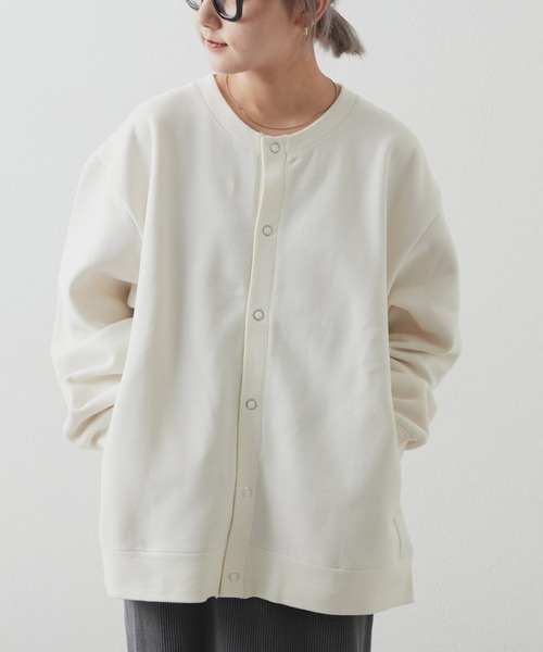 CIAOPANIC TYPY（チャオパニックティピー）の「【ユニセックス】スエードライクスウェットスナップカーディガン（カーディガン/ボレロ・メンズ・チャコール/ブラック/オフホワイト・MEDIUM/LARGE）」の8枚目の写真