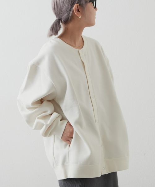 CIAOPANIC TYPY（チャオパニックティピー）の「【ユニセックス】スエードライクスウェットスナップカーディガン（カーディガン/ボレロ・メンズ・チャコール/ブラック/オフホワイト・MEDIUM/LARGE）」の12枚目の写真