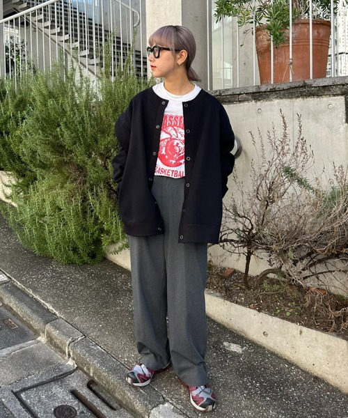 CIAOPANIC TYPY（チャオパニックティピー）の「【ユニセックス】スエードライクスウェットスナップカーディガン（カーディガン/ボレロ・メンズ・チャコール/ブラック/オフホワイト・MEDIUM/LARGE）」の5枚目の写真