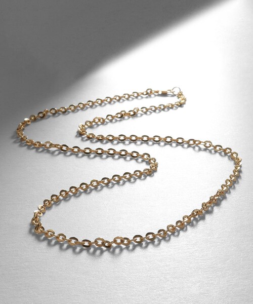 K18中空フラットアズキチェーン ネックレス（55cm）（ネックレス 
