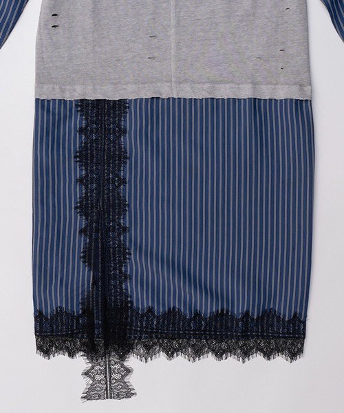 PRANK PROJECT(プランクプロジェクト)の「ダメージTレイヤードシャツワンピ / Damaged Tee Layered Shirt One Piece(シャツワンピース・レディース・ライトグレー/チャコールグレー/レッド・FREE)」の16枚目の写真