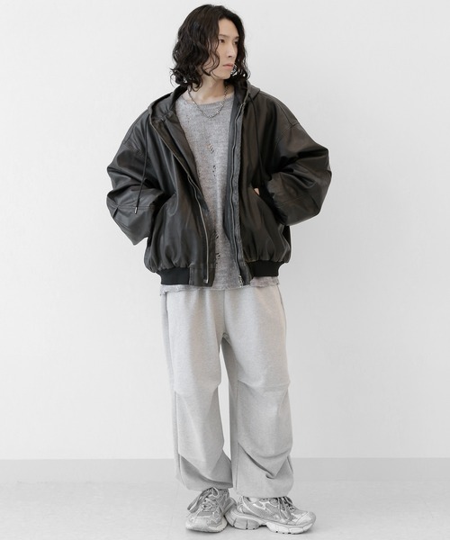 minsobi(ミンソビ)の「ガーメントウォッシュフードジャケット 中綿ジャケット(その他アウター・メンズ・ブラック・FREE)」の4枚目の写真