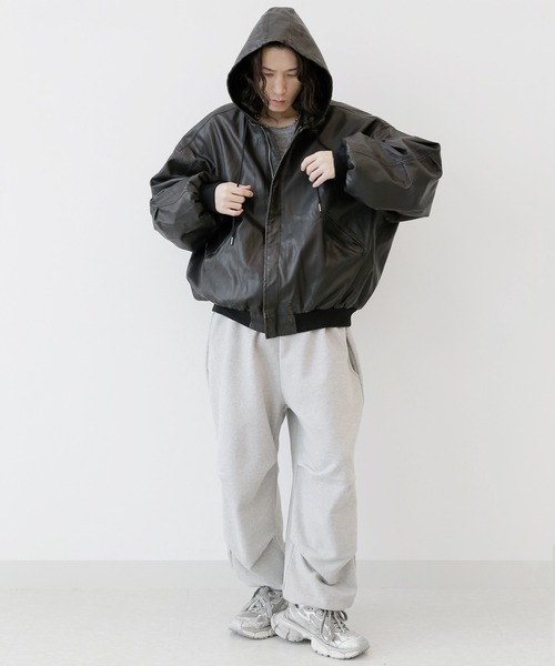minsobi(ミンソビ)の「ガーメントウォッシュフードジャケット 中綿ジャケット(その他アウター・メンズ・ブラック・FREE)」の5枚目の写真