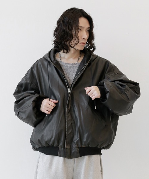 minsobi(ミンソビ)の「ガーメントウォッシュフードジャケット 中綿ジャケット(その他アウター・メンズ・ブラック・FREE)」の13枚目の写真