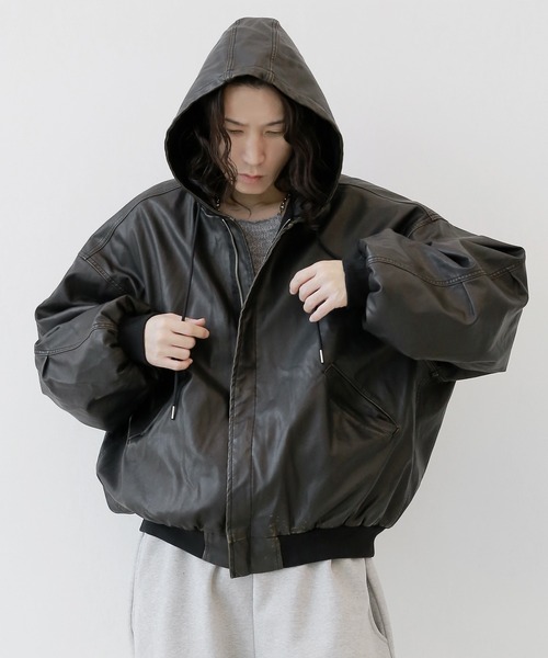 minsobi(ミンソビ)の「ガーメントウォッシュフードジャケット 中綿ジャケット(その他アウター・メンズ・ブラック・FREE)」の14枚目の写真