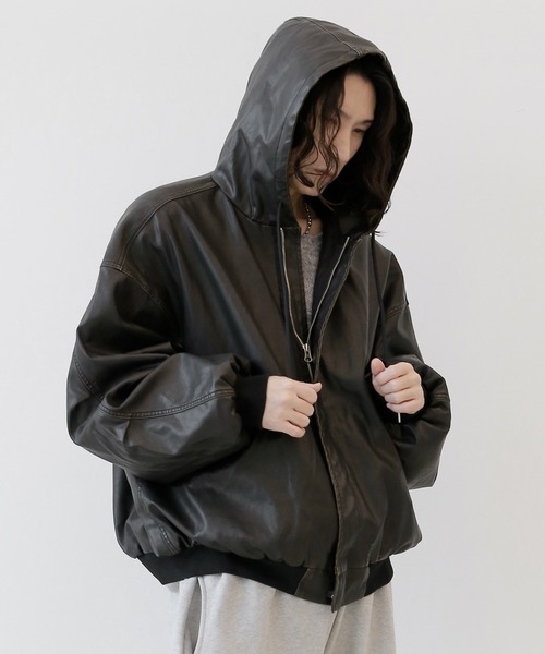 minsobi(ミンソビ)の「ガーメントウォッシュフードジャケット 中綿ジャケット(その他アウター・メンズ・ブラック・FREE)」の15枚目の写真