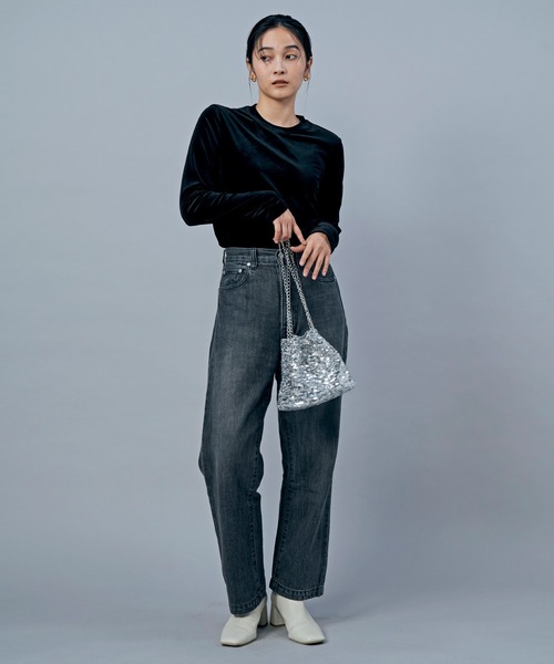 LIENCOEUR（リアンクール）の「UネックベロアロンT（Tシャツ/カットソー・レディース・ブラウン/ピンク/ブラック・FREE）」の4枚目の写真