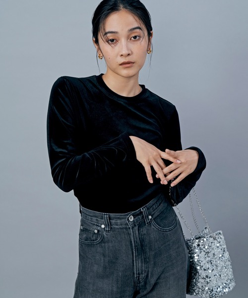 LIENCOEUR（リアンクール）の「UネックベロアロンT（Tシャツ/カットソー・レディース・ブラウン/ピンク/ブラック・FREE）」の20枚目の写真