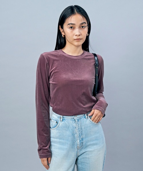 LIENCOEUR（リアンクール）の「UネックベロアロンT（Tシャツ/カットソー・レディース・ブラウン/ピンク/ブラック・FREE）」の6枚目の写真