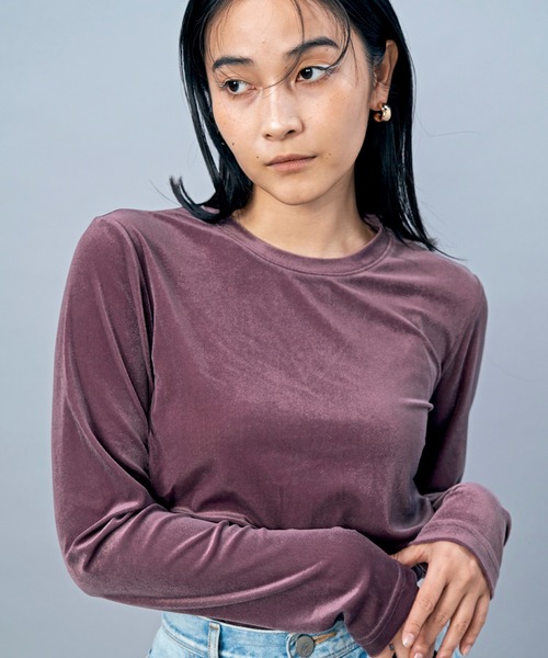 LIENCOEUR（リアンクール）の「UネックベロアロンT（Tシャツ/カットソー・レディース・ブラウン/ピンク/ブラック・FREE）」の19枚目の写真