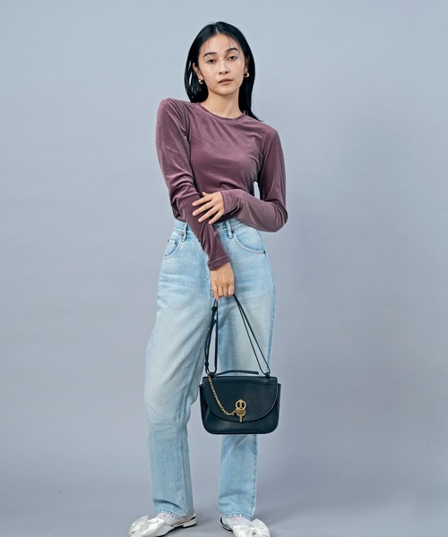 LIENCOEUR（リアンクール）の「UネックベロアロンT（Tシャツ/カットソー・レディース・ブラウン/ピンク/ブラック・FREE）」の13枚目の写真