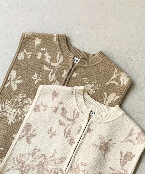 CLEIO（クレイオ）の「【CLEIO】ジャガードニットアシメベスト（ベスト・レディース・ベージュ/アイボリー・FREE）」の4枚目の写真