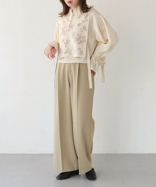 CLEIO（クレイオ）の「【CLEIO】ジャガードニットアシメベスト（ベスト・レディース・ベージュ/アイボリー・FREE）」の3枚目の写真